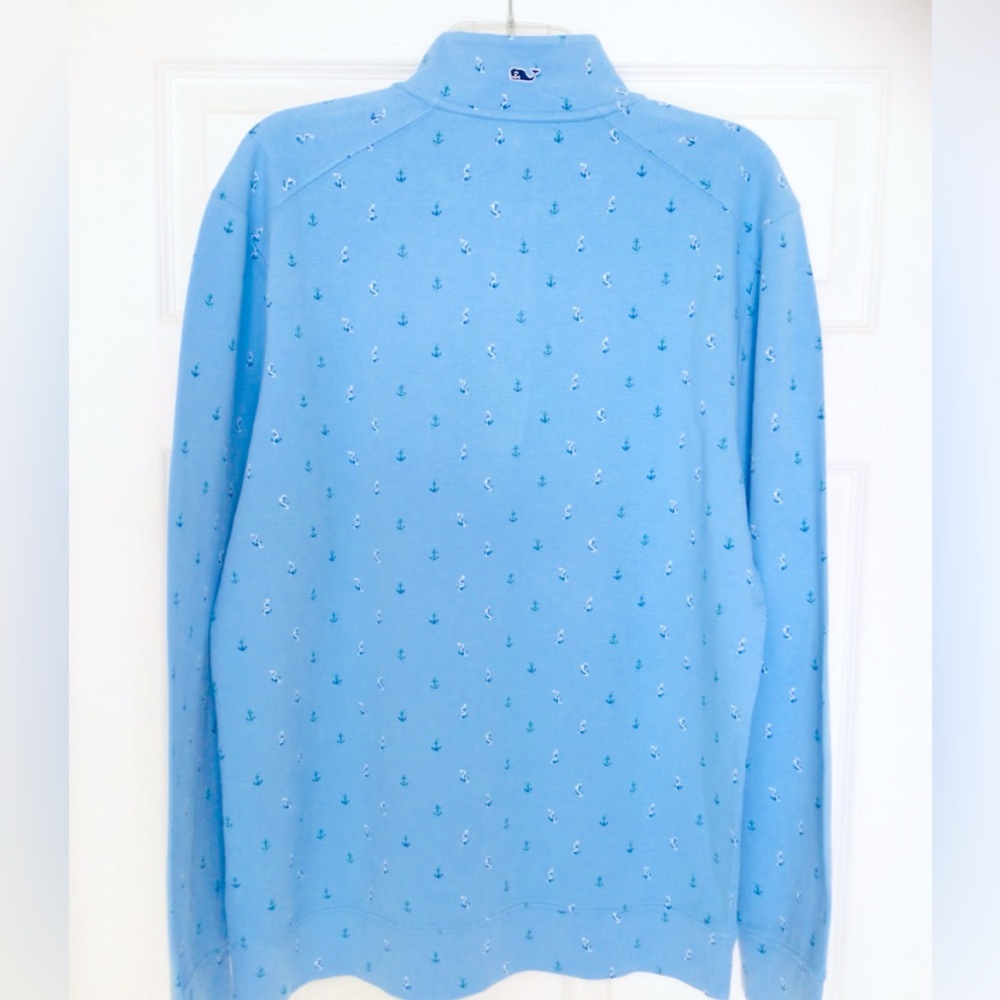 Vineyard Vines Broadfield Half Zip Pullover-Anchor Print Ocean Blue New With Tag - Picture 4 of 8